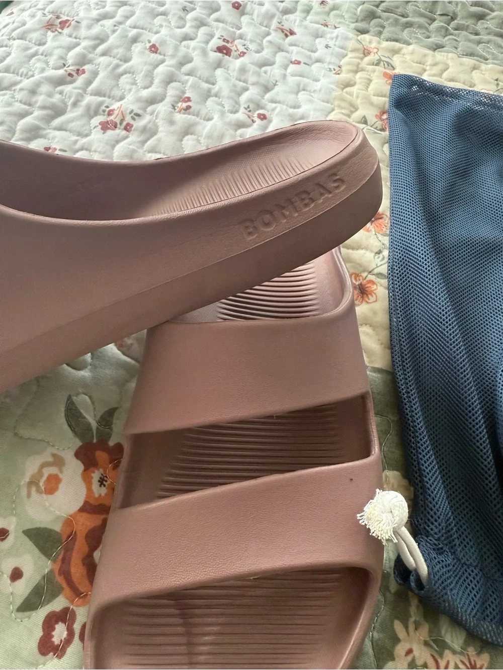 Bombas dusty rose dual-strap slide sandals